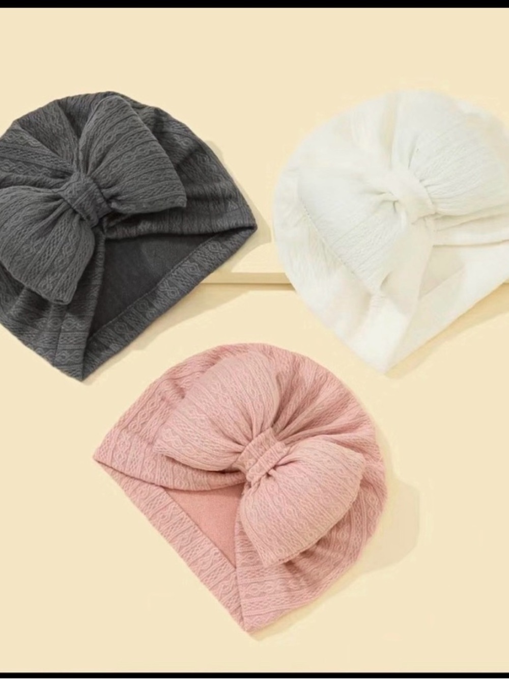 3-Pack Baby Bow Decorative Hats